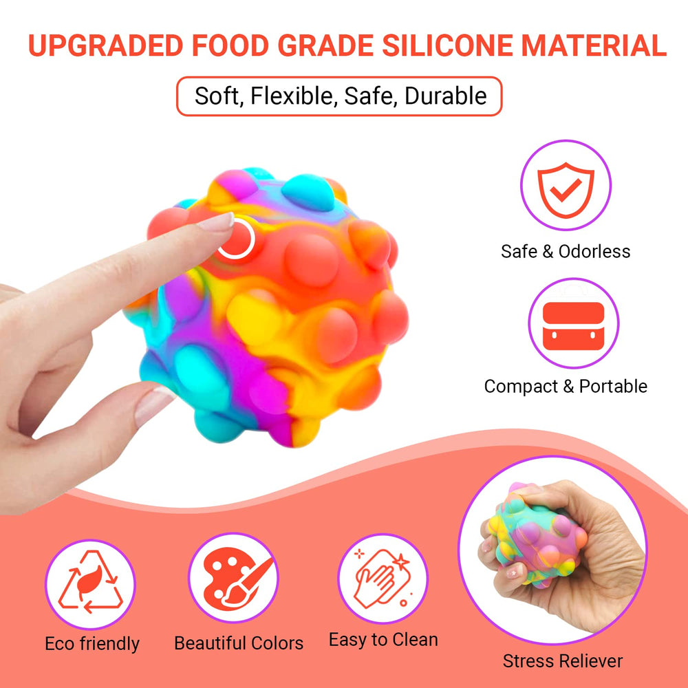 RadBizz Push Pop Ball child using for sensory engagement and calm.