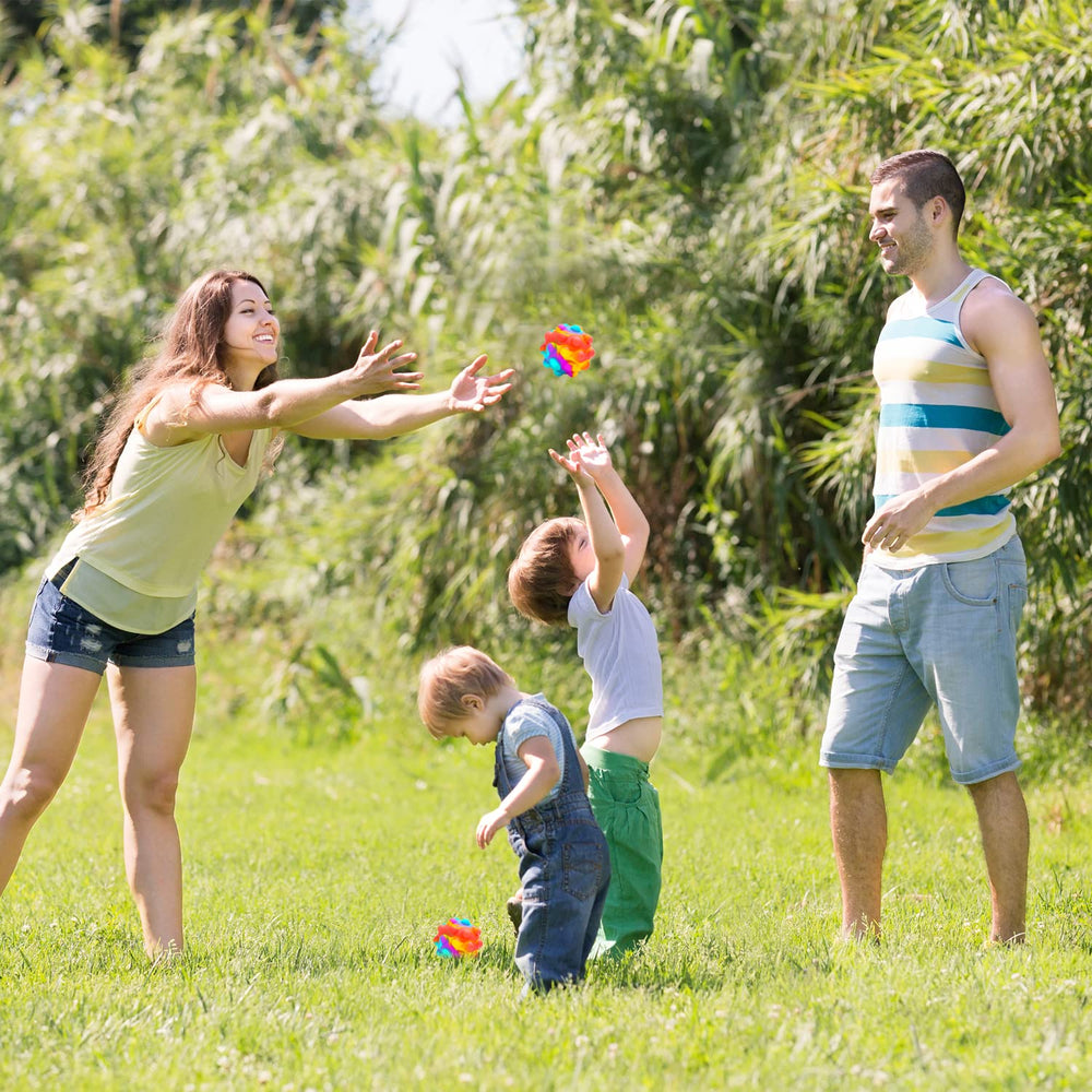 RadBizz Push Pop Ball durable construction withstands frequent squeezing.