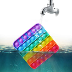 RadBizz Push Pop Rainbow Square for kids and adults promotes focus during tasks