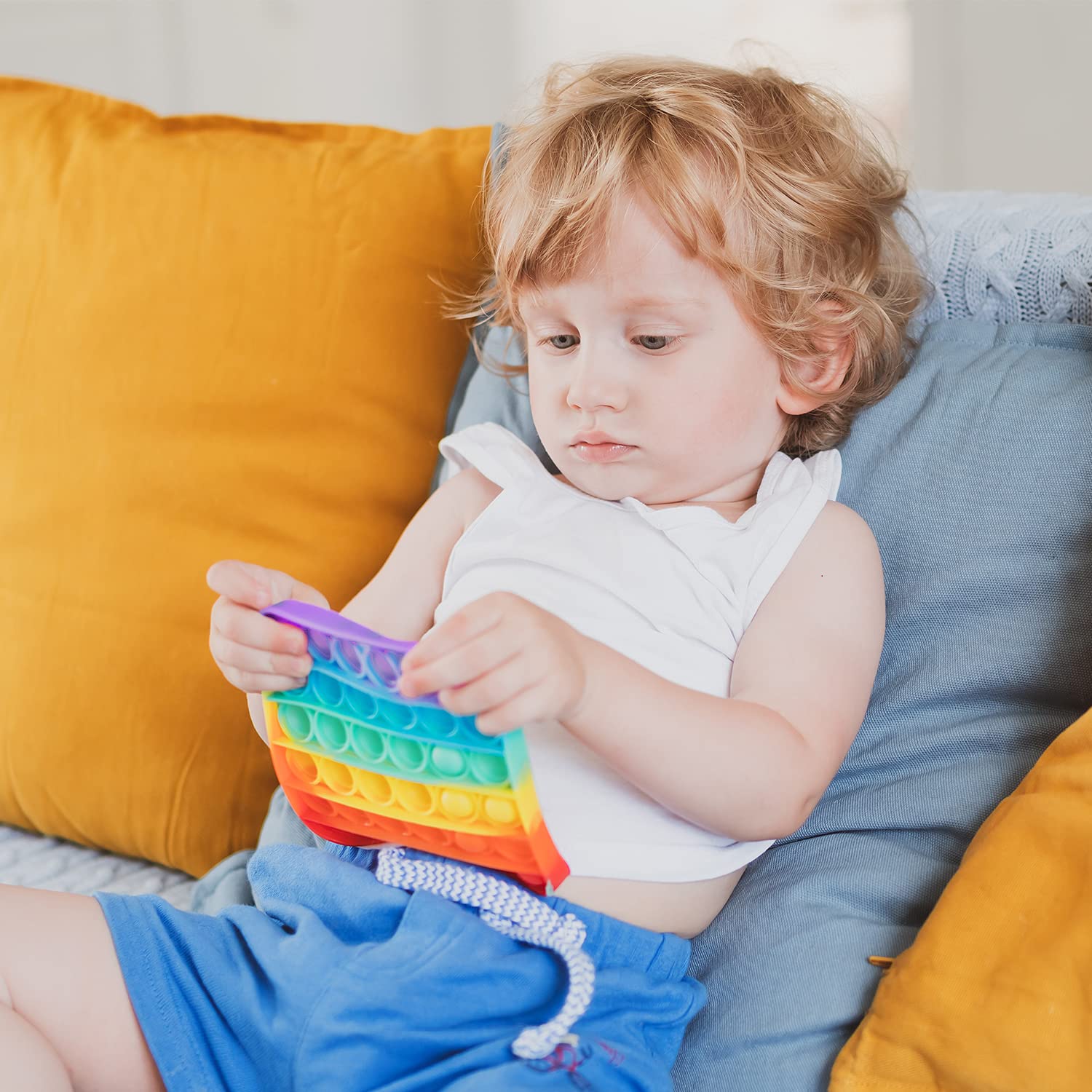 RadBizz Push Pop Rainbow Square non-toxic silicone ensures safe play for kids and pets