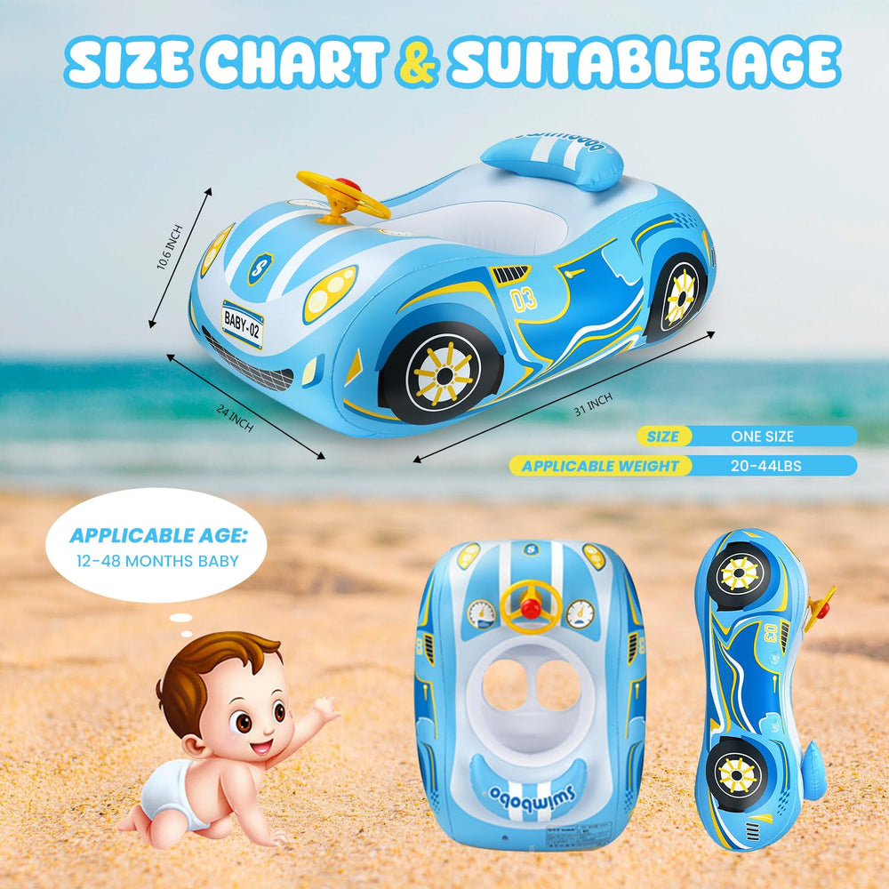 RADSHSP baby float car features a steering wheel for interaction