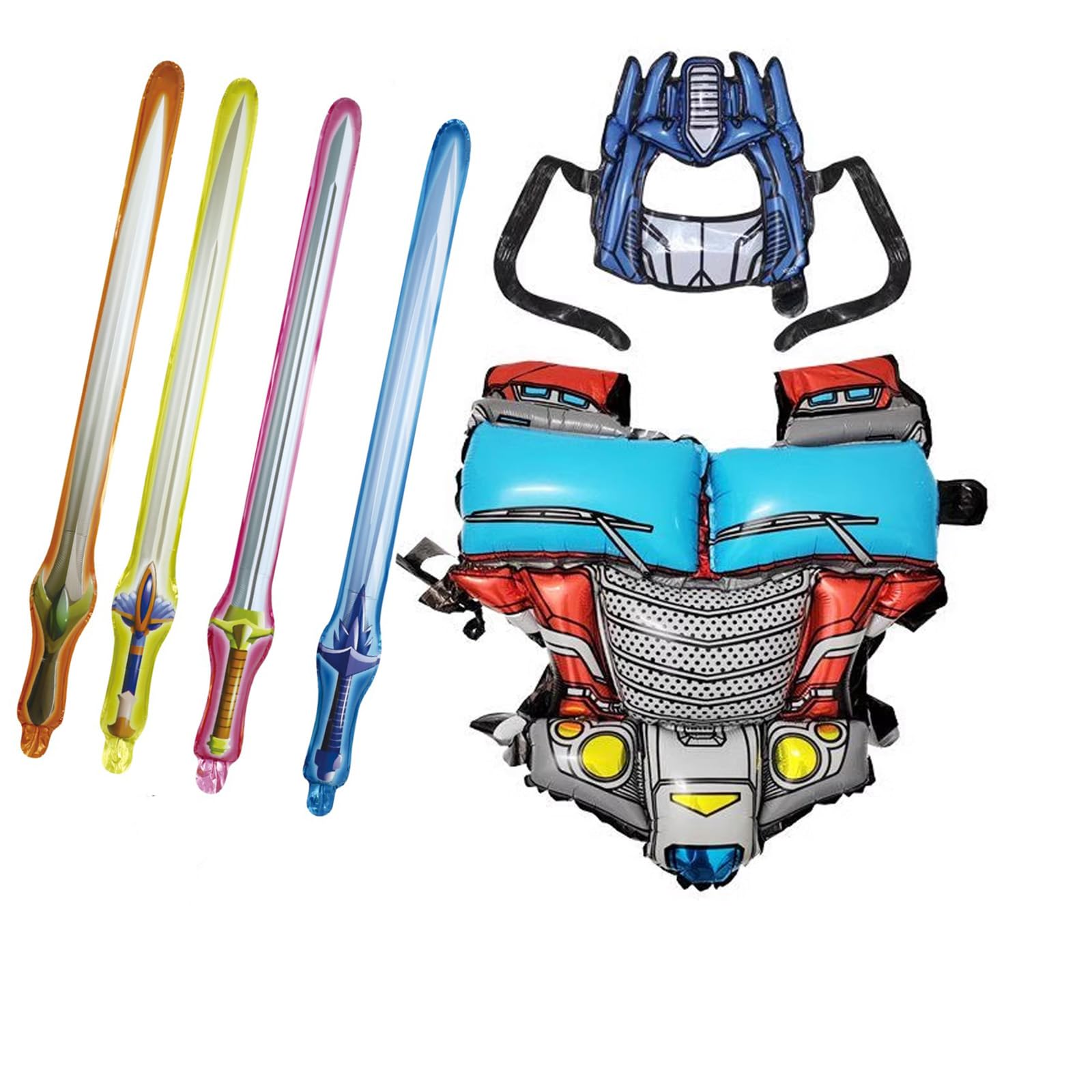 RAENZHEN-10 balloon robot armor set boosts party visuals for kids' celebrations.