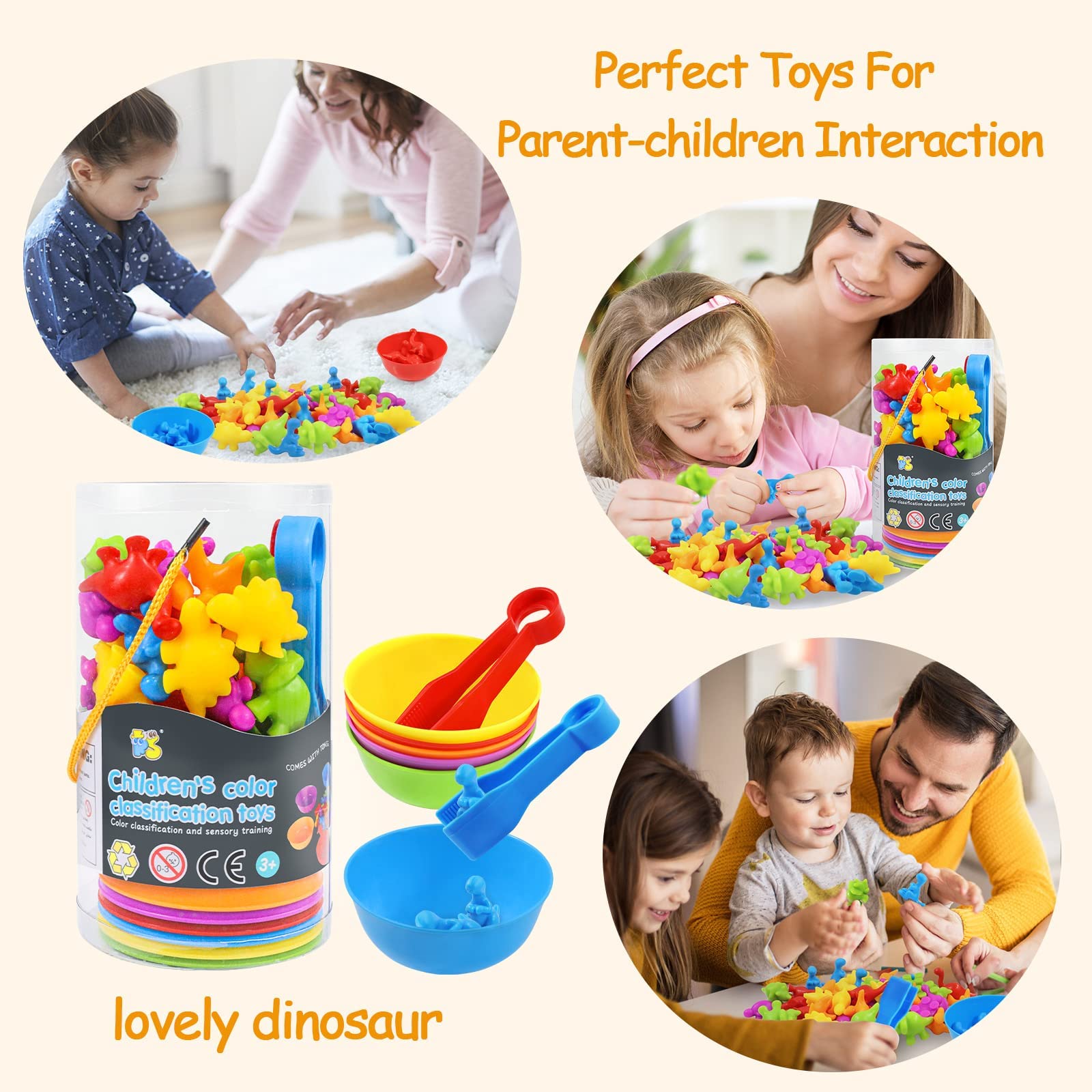 Compact storage bucket makes cleanup quick after colorful math stations.