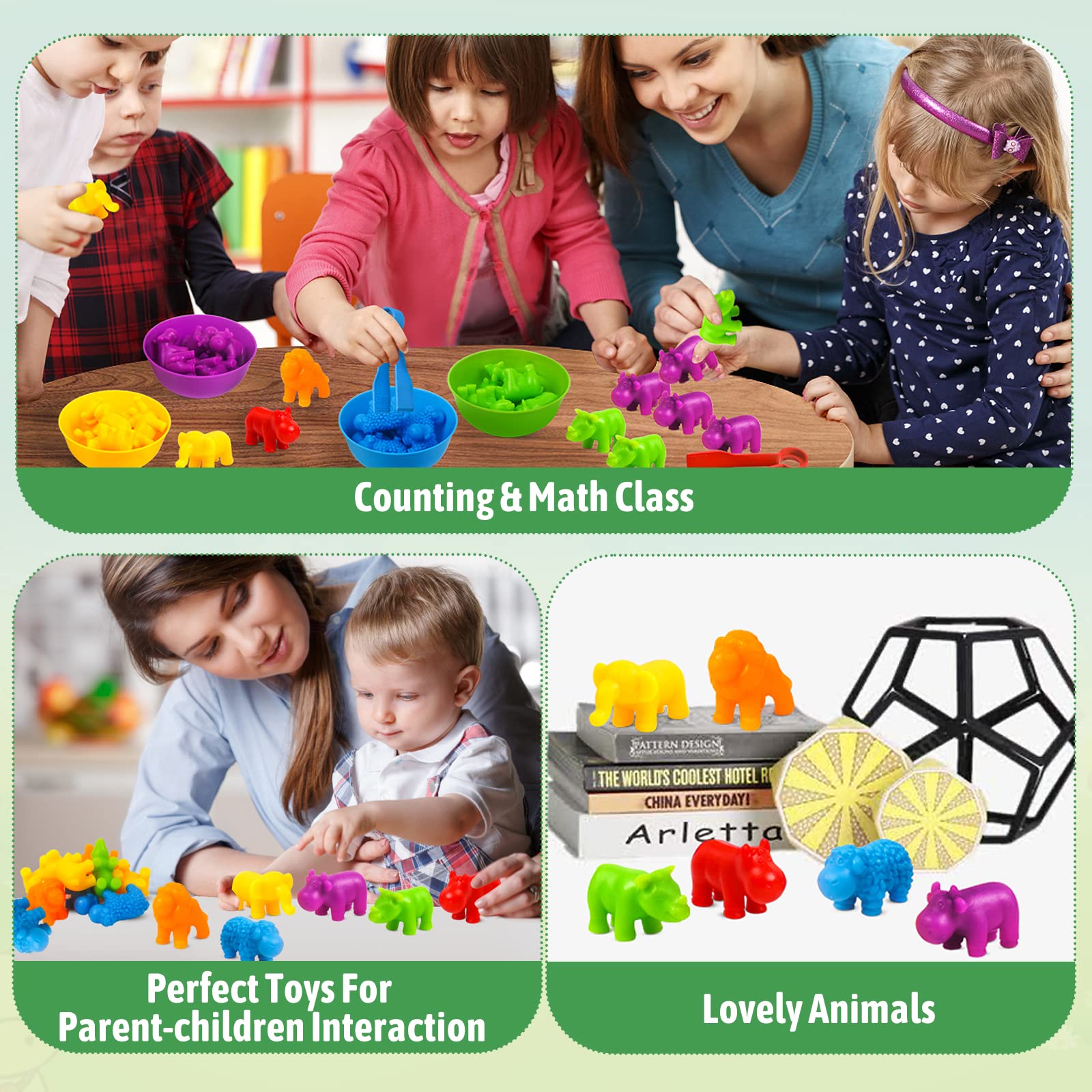 RAEQKS stacking and sorting game promotes fine motor skills during play.