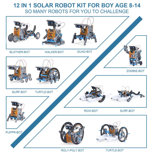 RAESOOT solar-powered robot models showing walking action