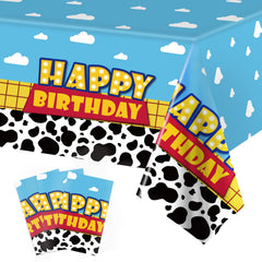 Ragnhild cow-pattern tablecloth for kids' party, wipe-clean and durable.