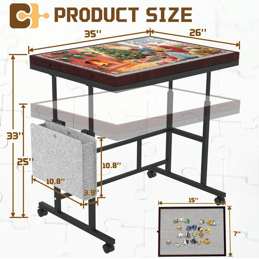 RAGOZONERY Jigsaw Table drawers store pieces and tools securely for smooth puzzling.