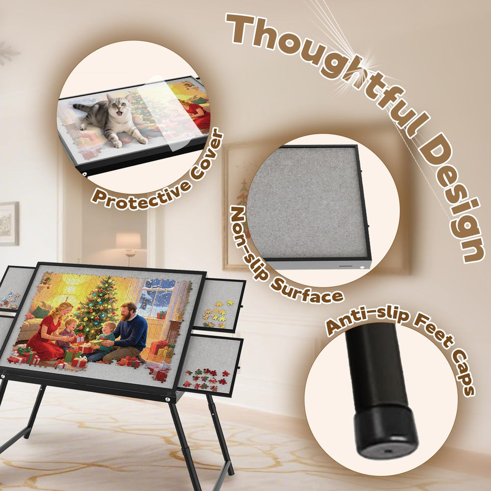 RAGOZONERY Puzzle Table detachable crossbar enhances stability.