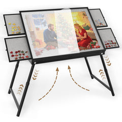 RAGOZONERY Puzzle Table folded-compact board for easy transport.