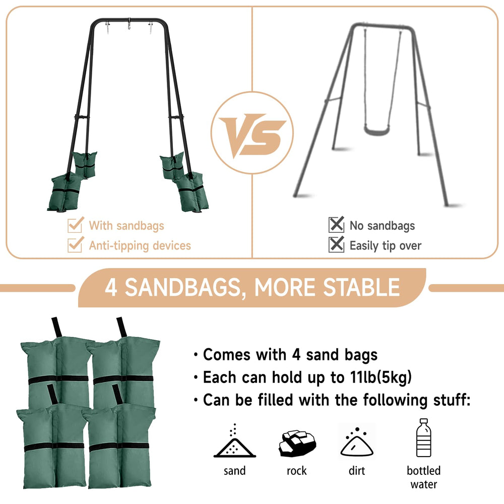 Ragozonery swing stand in backyard setup for versatile use