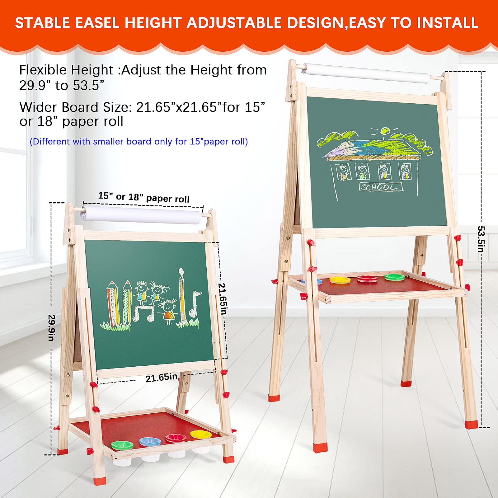 Ragstone Kids Easel paper roll holder keeps paper secure