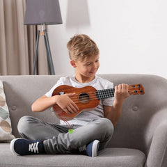 Raimy 17in kids ukulele-front-view showcases compact travel-friendly design.