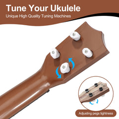 Raimy 17in ukulele side profile, compact design for easy handling by kids.