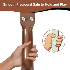 Raimy 17in ukulele wood-tone finish, safe ABS body with finger-friendly coating.