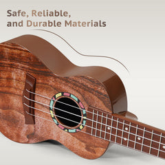 Raimy 21inch ukulele guitar practiced at home to boost creativity and coordination.