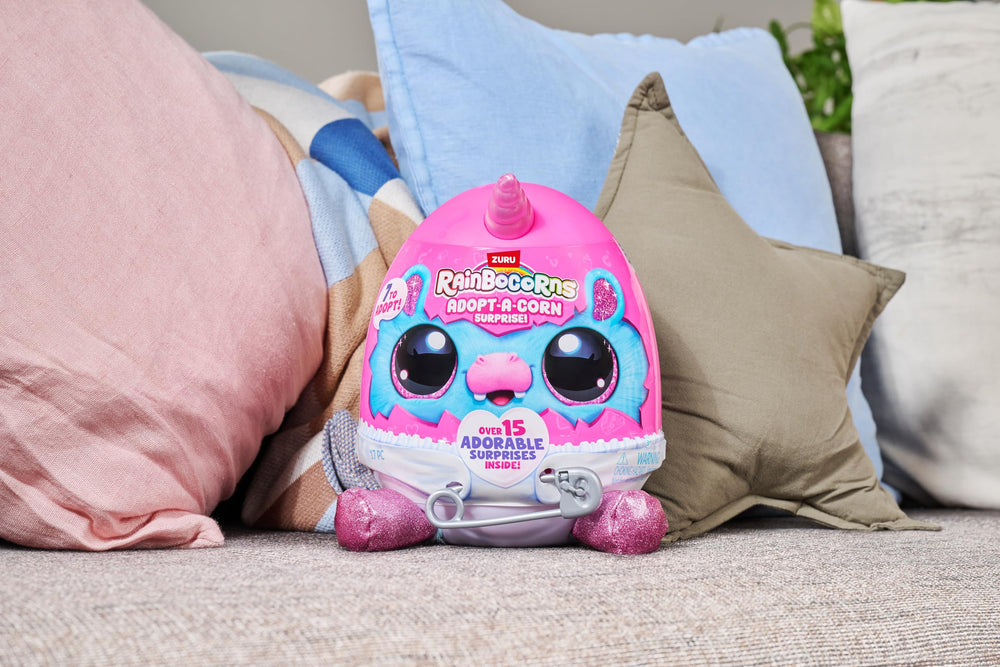 Rainbocorns Adopt-A-Corn baby plush for cozy cuddles and soft textures.