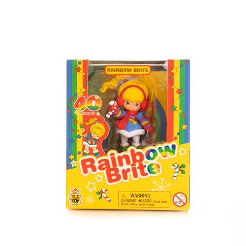 Rainbow Brite with ice skates winter Cheebee, ideal seasonal decor.