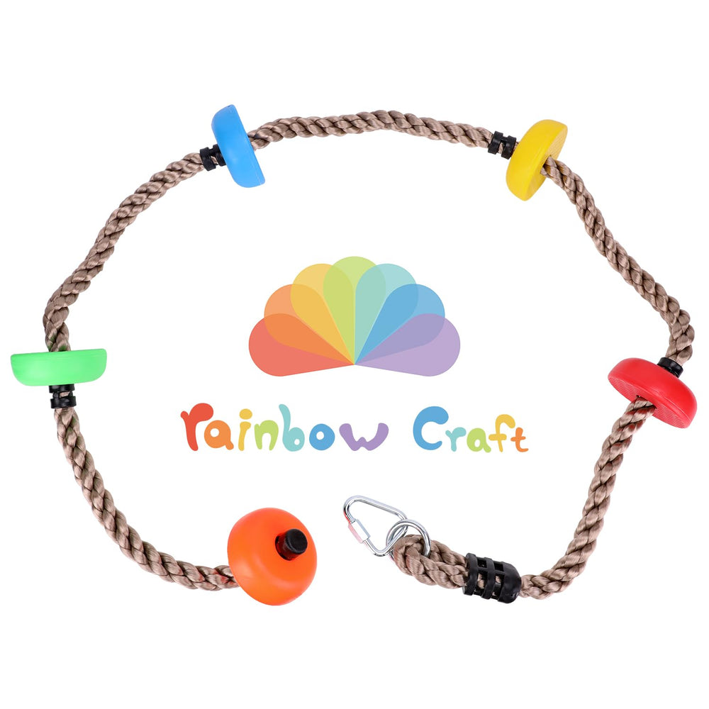 Rainbow Craft Colorful climbing rope 6.5ft adds vibrant color to outdoor play