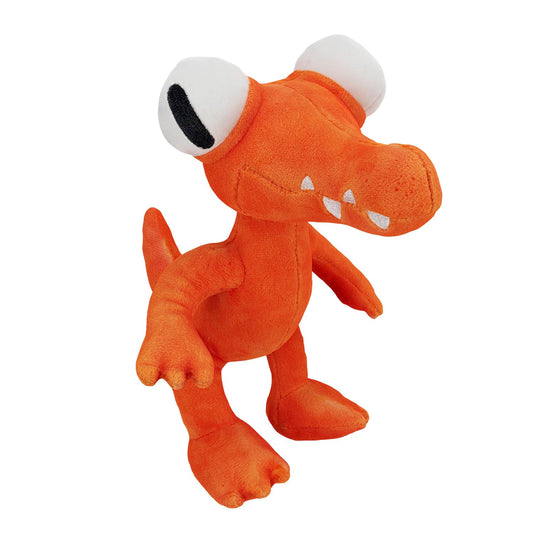Rainbow Friends Orange plush face with embroidery for collectibility.