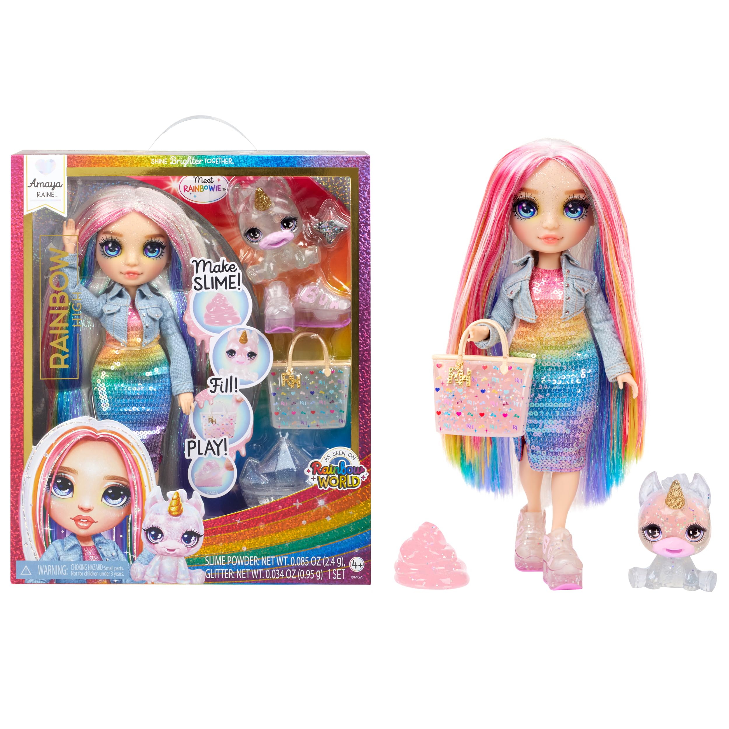 Rainbow High Amaya doll posing with vibrant outfit for imaginative play.