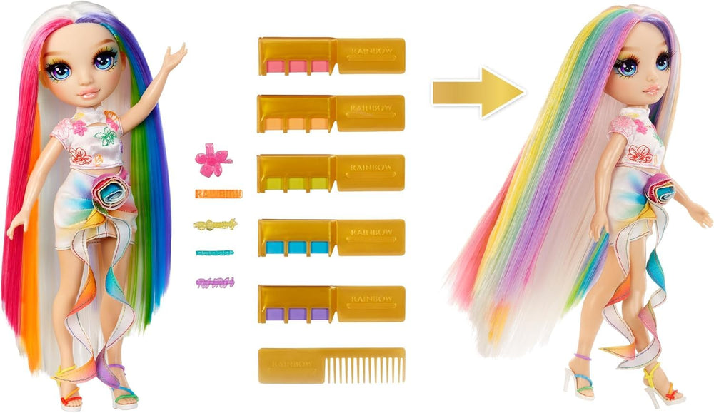 Rainbow High Amaya hair chalk kit with vibrant, washable colors for styling
