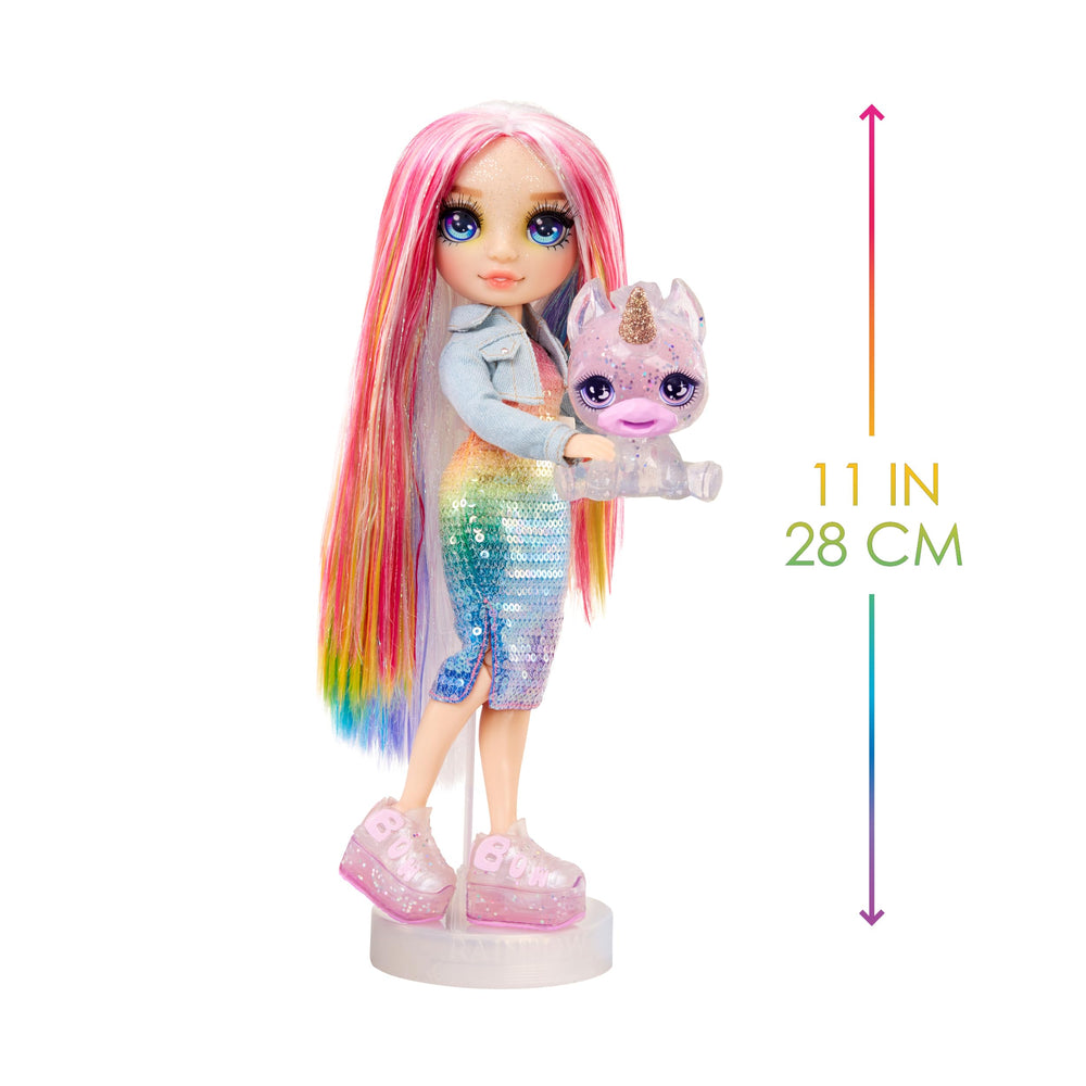 Rainbow High Amaya included items pack with doll, pet, and slime kit.