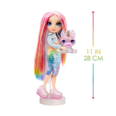 Rainbow High Amaya included items pack with doll, pet, and slime kit.