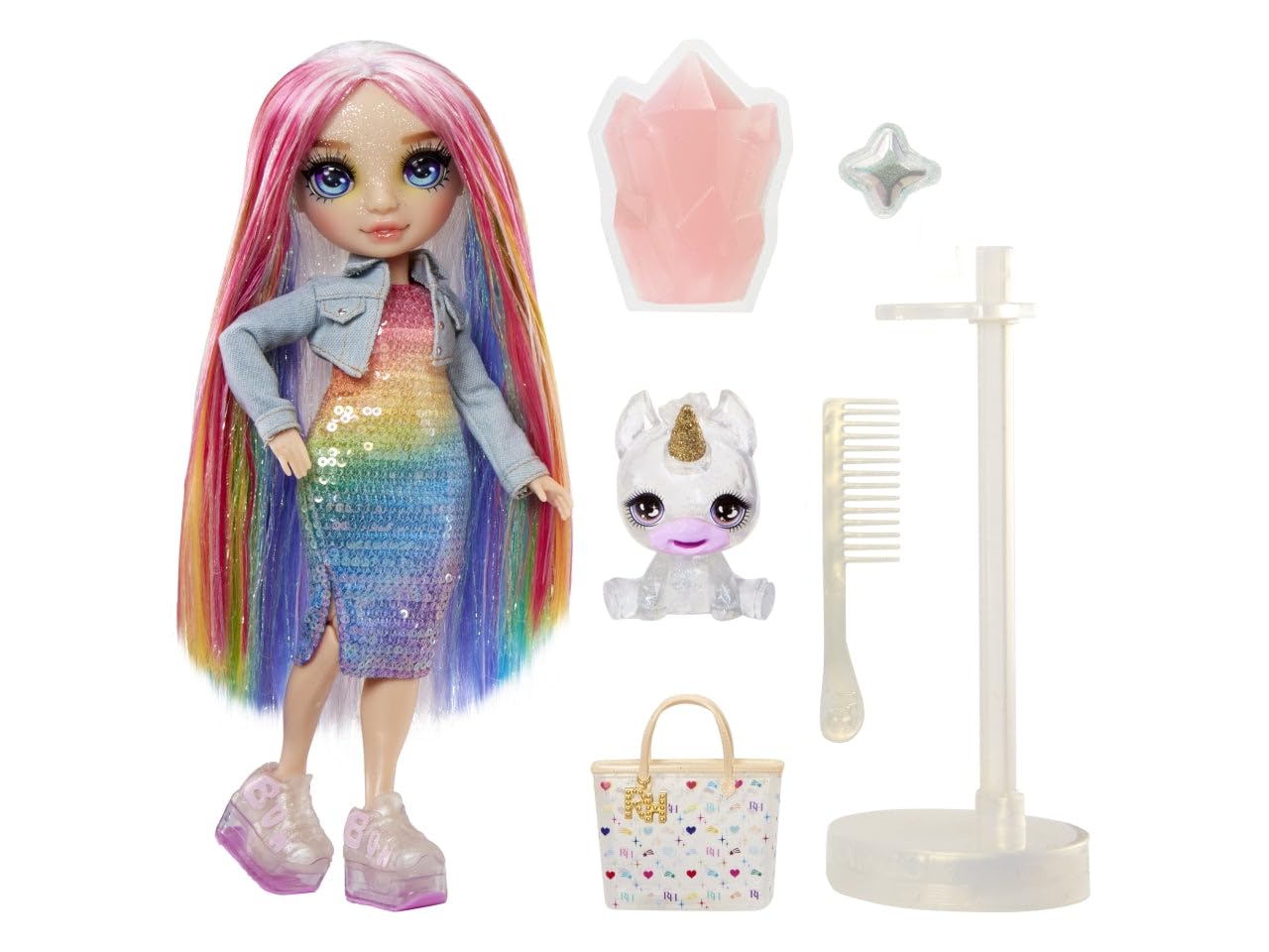 Rainbow High Amaya doll with rainbow hair and crystal eyes.
