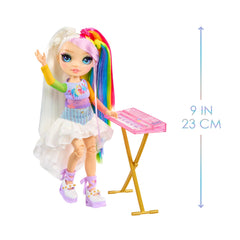 Rainbow High Amaya stickers for instrument customization spark creativity during pretend concerts.
