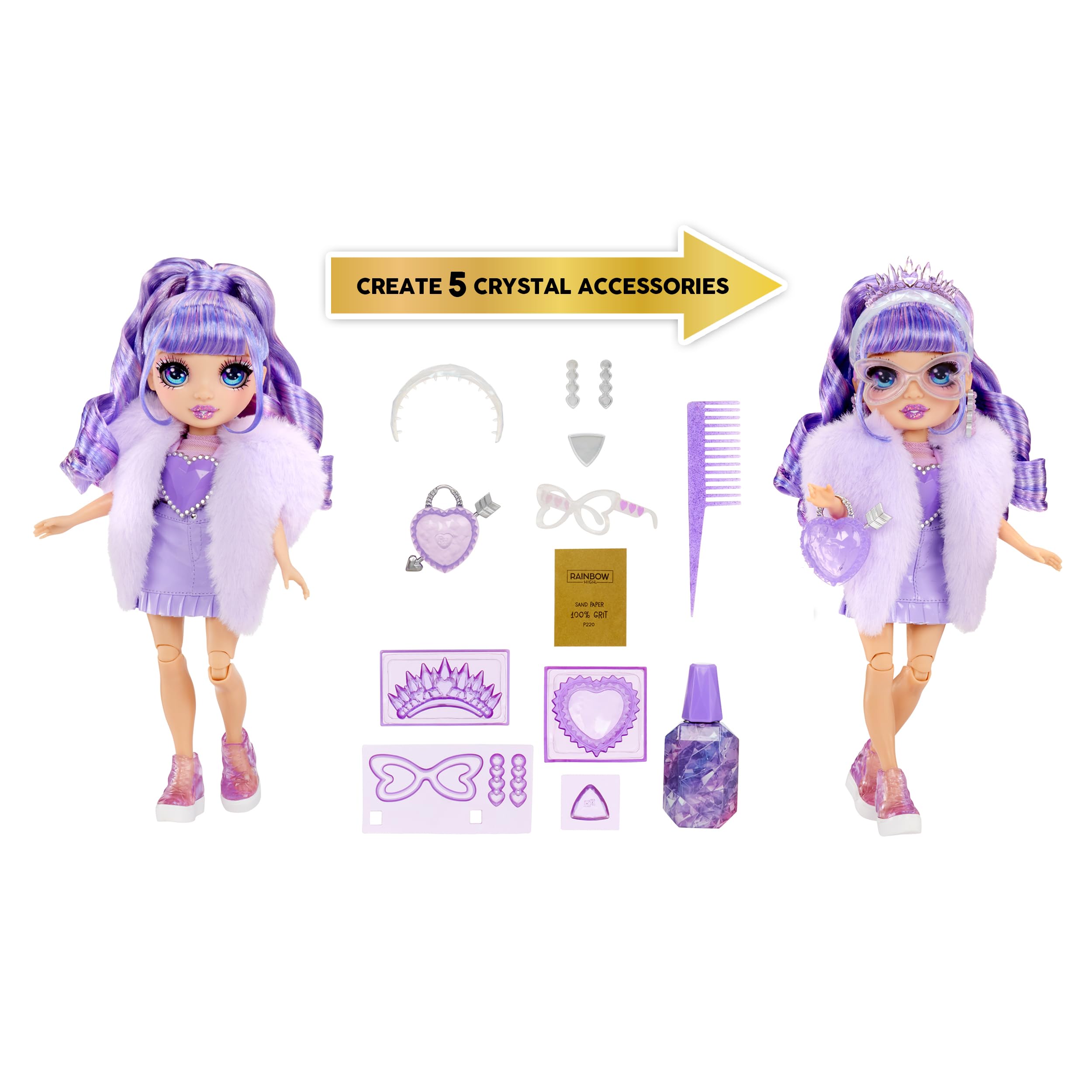 Rainbow High crystal accessories kit items ready to craft five pieces.