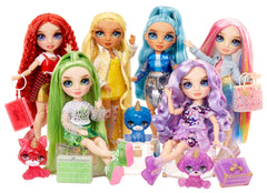Rainbow High fully articulated doll with stand for easy posing.