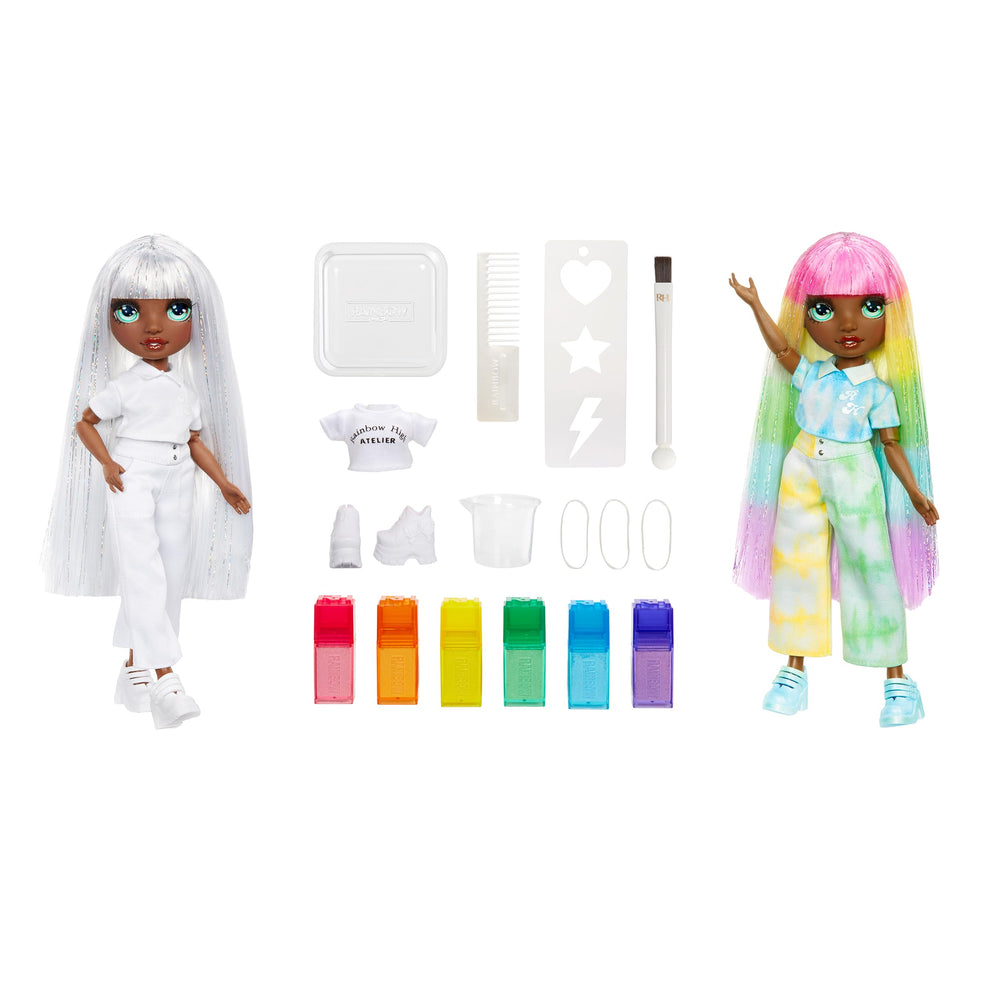 Rainbow High dress with watercolors demonstrating vibrant color options