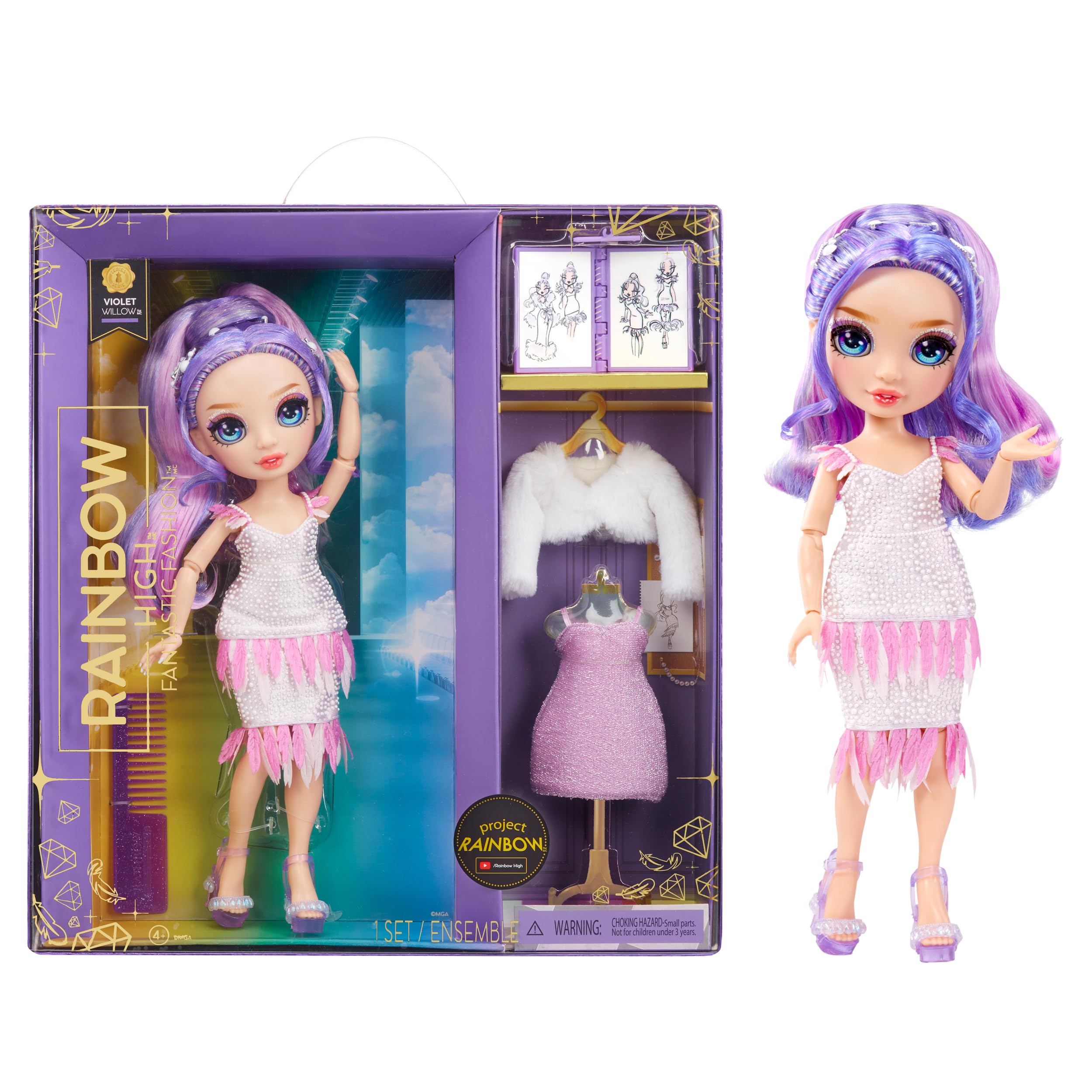 Rainbow High Violet Willow doll in vibrant purple ready for creative play