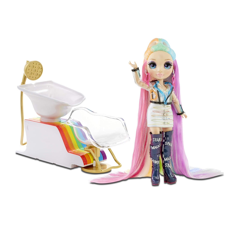 Rainbow High hair glitter adds sparkle to rainbow hair looks.