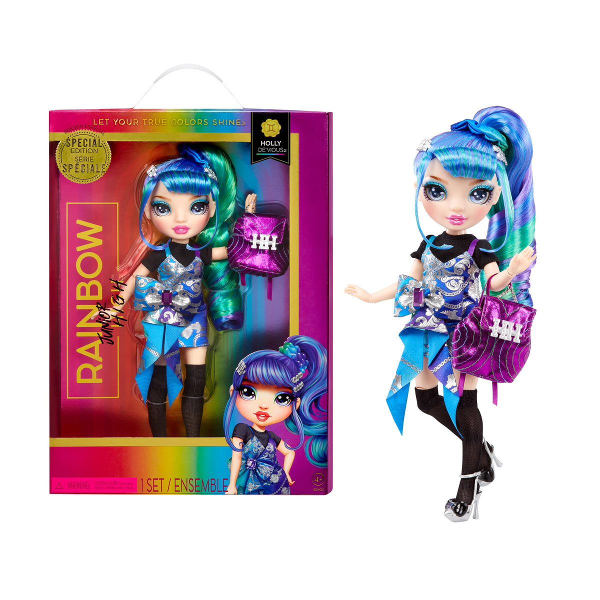 Rainbow High Holly De’Vious younger face sculpt enhances imaginative storytelling.
