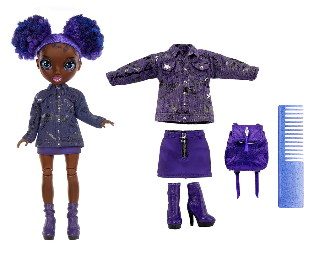 Krystal Bailey with purple hair buns for stylish poseable play