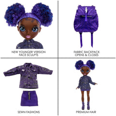 Soft fabric backpack supports school-day storytelling and easy portability