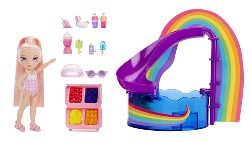 Rainbow High Littles pool with rainbow slide invites splash-ready adventures