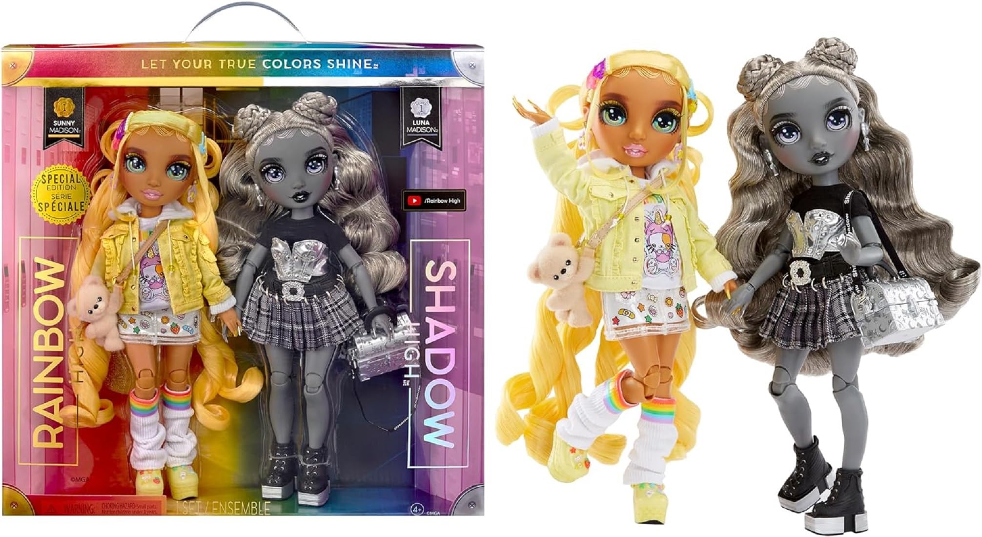 Rainbow High Madison Twins in yellow outfit inspire creative dress-up play