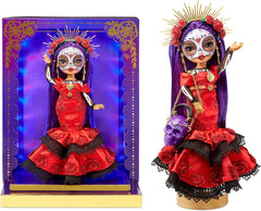 Rainbow High Maria doll with calavera purse and LED display for display-worthy collection.