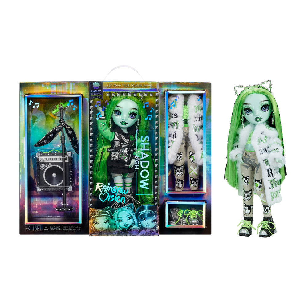 Rainbow High Neon Shadow Harley Limestone doll ready for imaginative play and display.