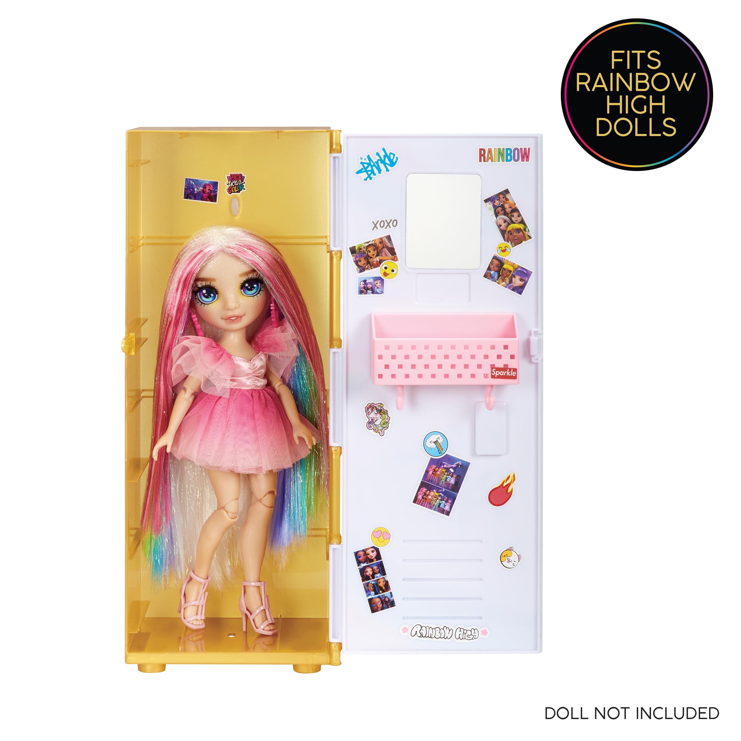 Rainbow High padlock adds secure, authentic locker detail.