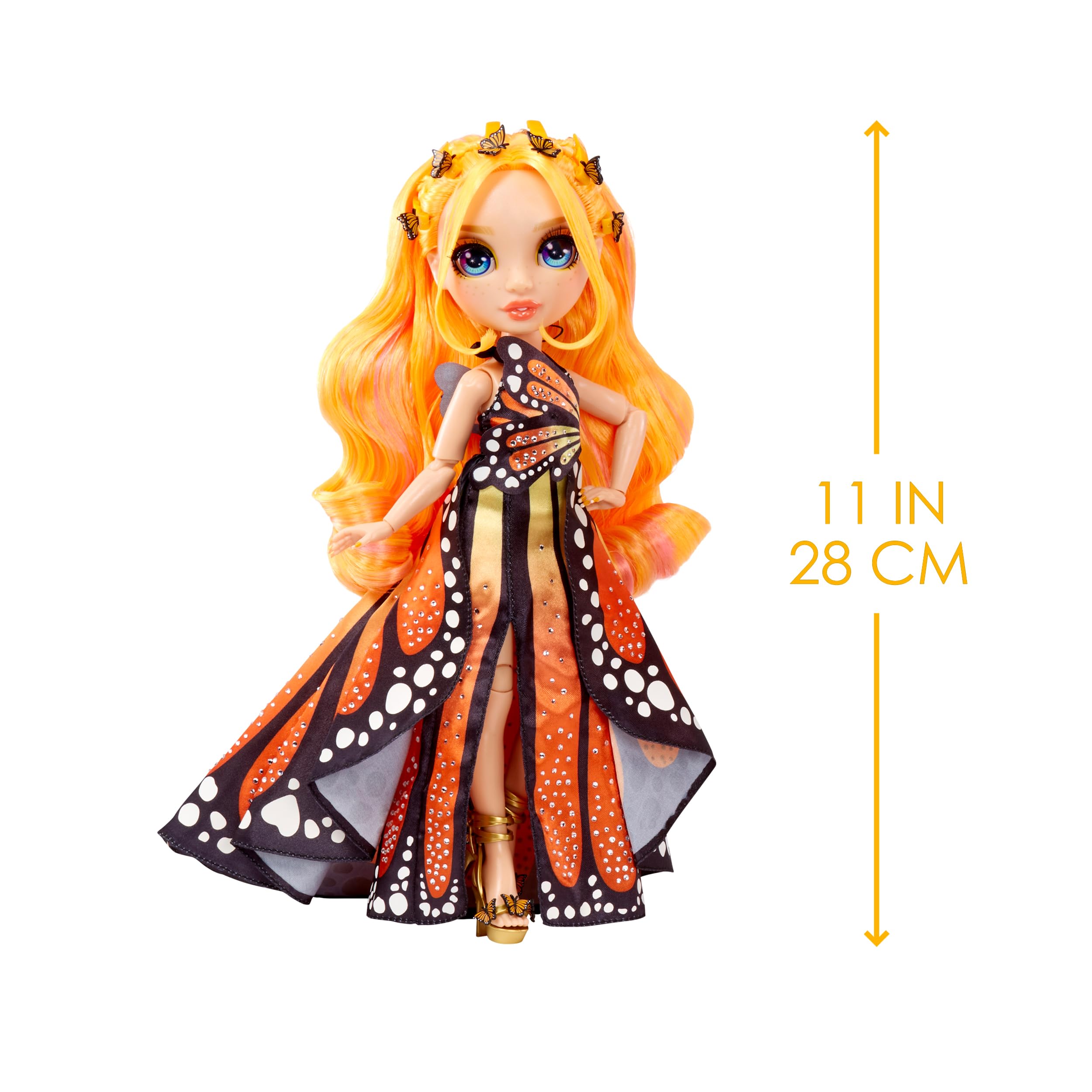 Rainbow High Poppy Rowan orange top and skirt enable mix-and-match fashion fun.
