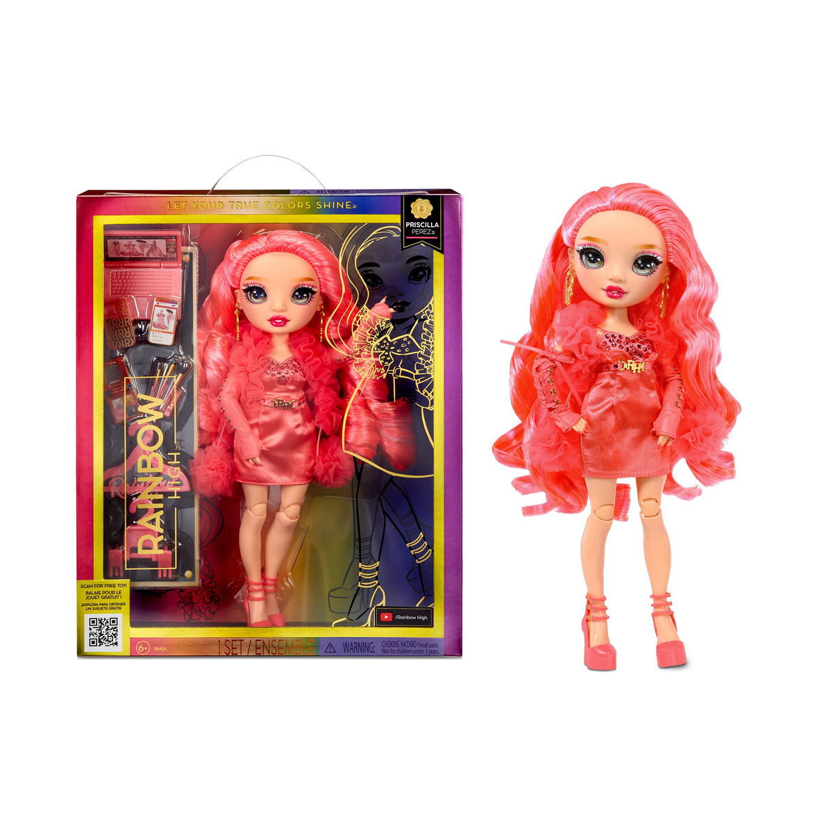 Rainbow High Priscilla pink dress—vibrant fashion for imaginative storytelling.