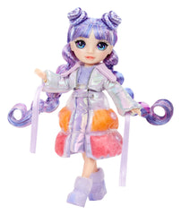 Purple winter accessories for Rainbow High Violet enhance imaginative play.