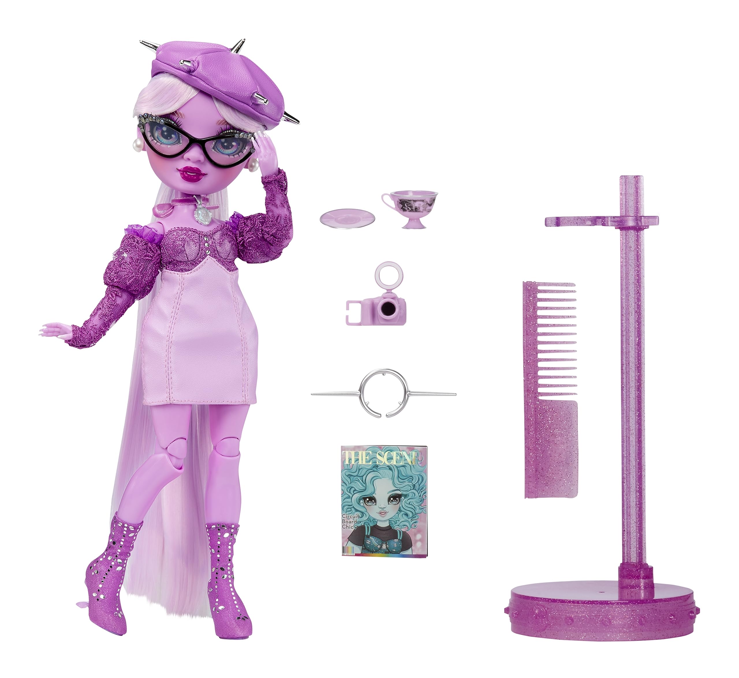 Rainbow High Shadow High Lavender Lynn doll dress detail for imaginative styling play