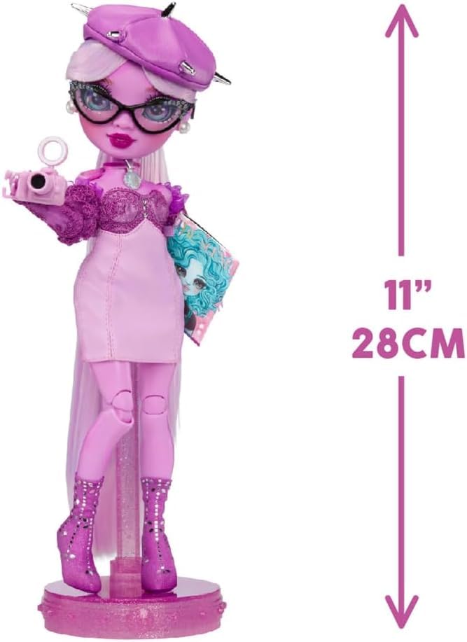 Rainbow High Lavender Lynn glasses accent add a smart pretend fashion story