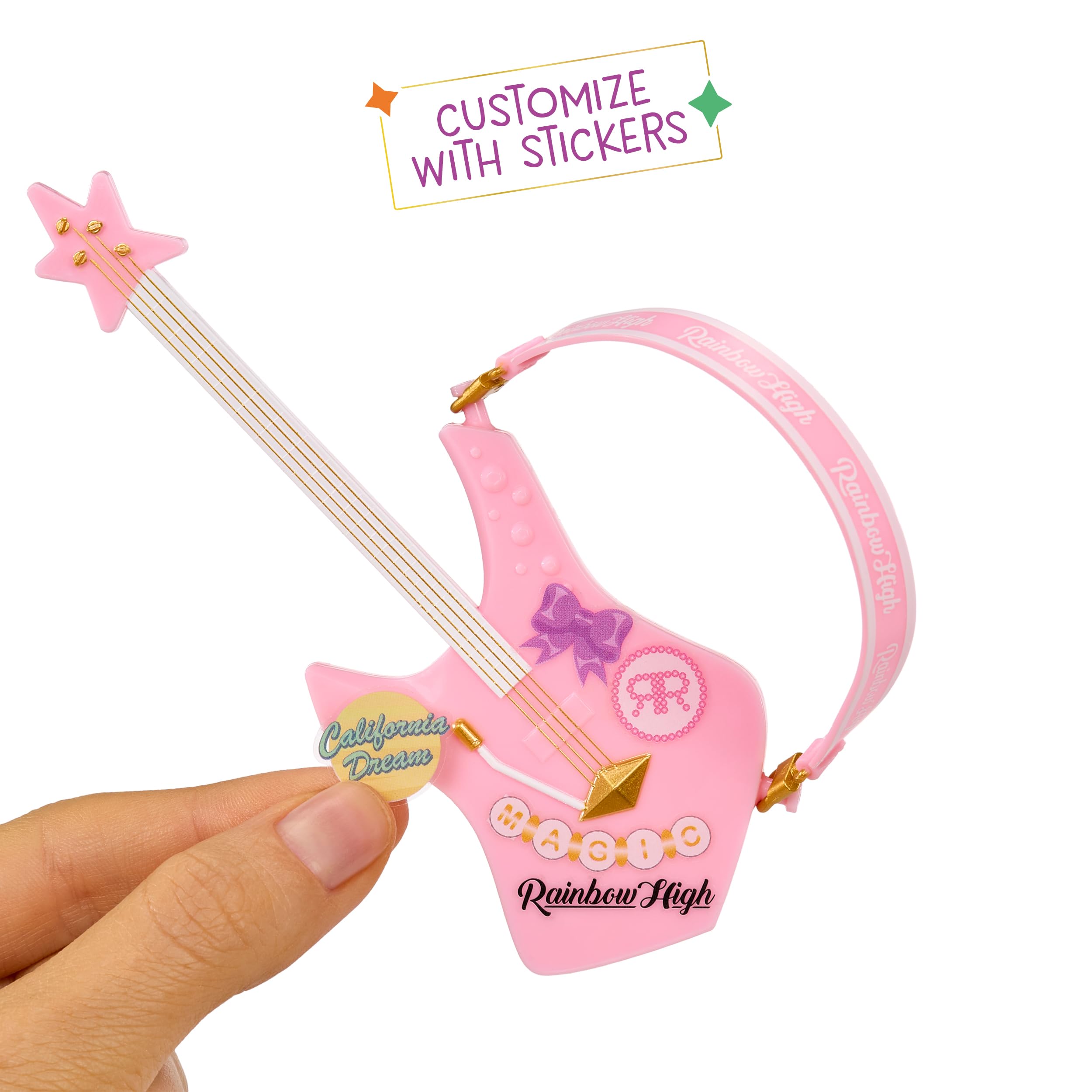 Rainbow High Skyler blue microphone supports expressive singing play.