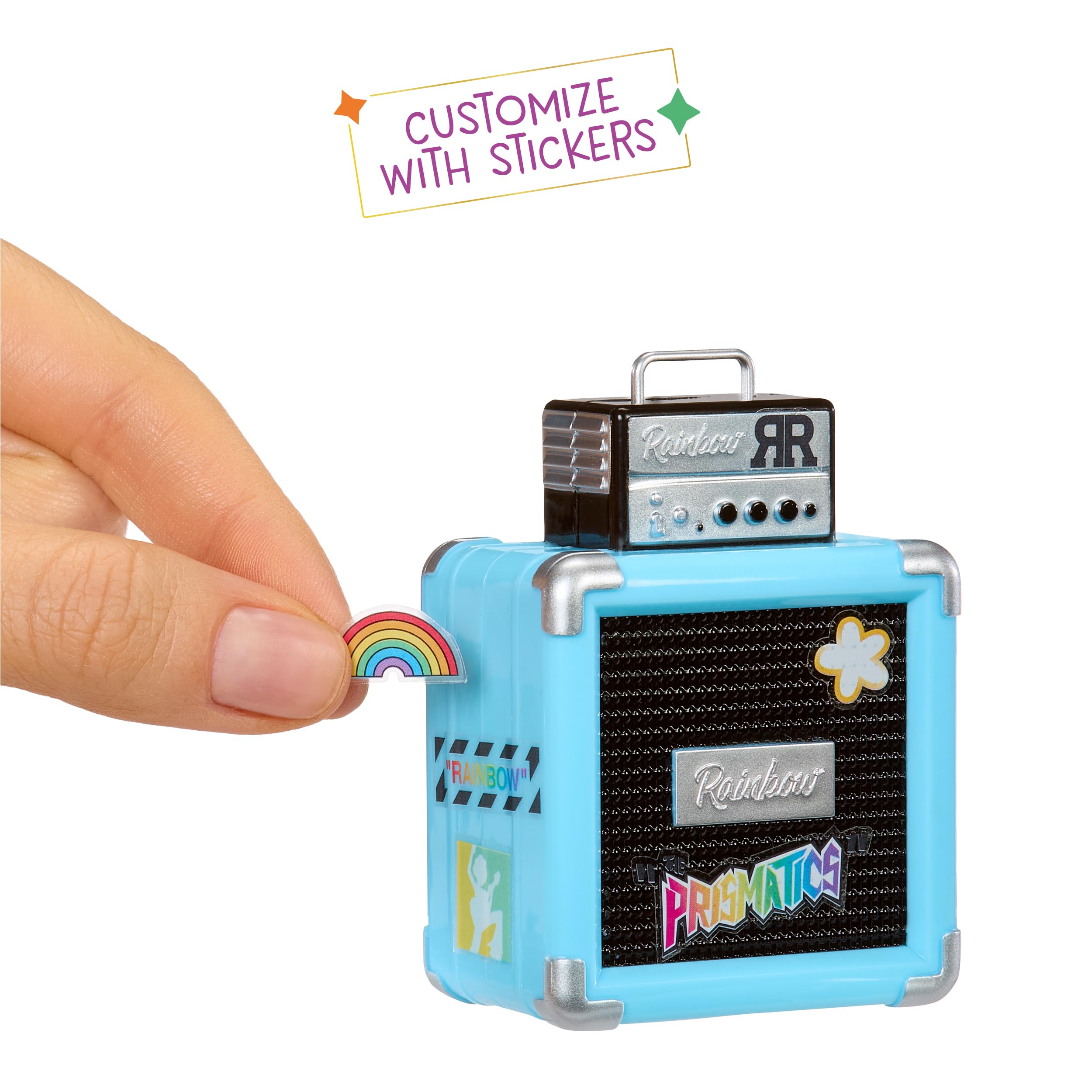 Rainbow High Skyler microphone stand and amp create realistic rock performances.