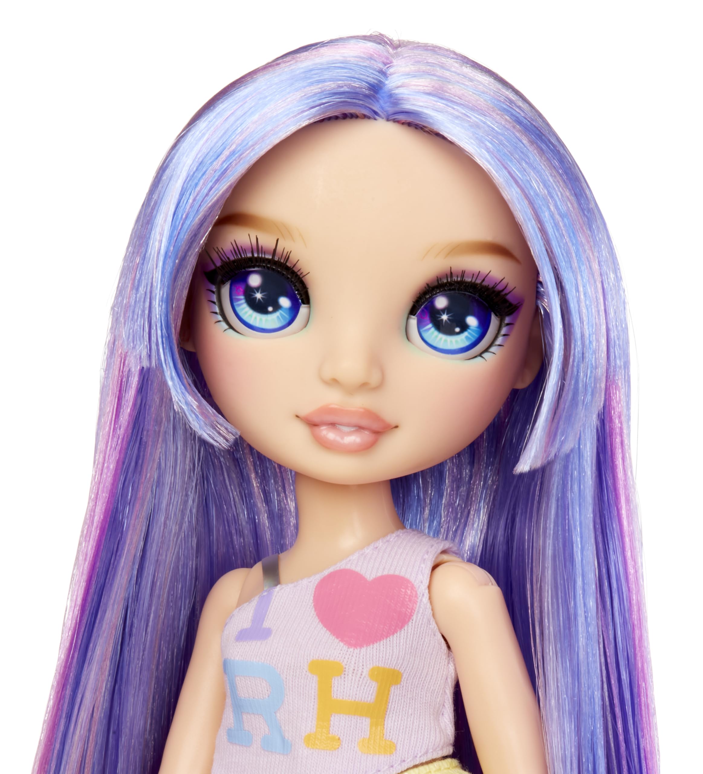 Rainbow High Violet doll full look inspires creative fashion narratives for kids 4-12.